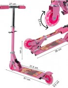 MalPlay Trotineta pliabila Roz cu lumini Led si ghidon reglabil