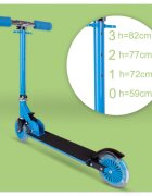 MalPlay Trotineta pliabila si reglabila pentru copii Blue echipata cu lumini LED