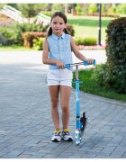 MalPlay Trotineta pliabila si reglabila pentru copii Blue echipata cu lumini LED