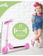 MalPlay Trotineta pliabila si reglabila pentru copii Pink cu lumini LED