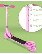 MalPlay Trotineta pliabila si reglabila pentru copii Pink cu lumini LED