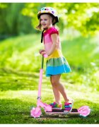 MalPlay Trotineta pliabila si reglabila pentru copii Pink cu lumini LED