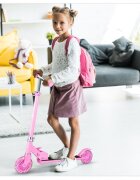 MalPlay Trotineta pliabila si reglabila pentru copii Pink cu lumini LED