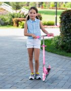 MalPlay Trotineta pliabila si reglabila pentru copii Pink cu lumini LED