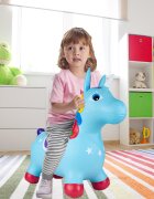 MalPlay Unicorn din cauciuc gonflabil pentru interiorexterior cu pompa inclusa material rezistent si durabil 59 x 50 x 24 cm Blue
