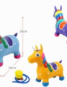 MalPlay Unicorn din cauciuc gonflabil pentru interiorexterior cu pompa inclusa material rezistent si durabil 59 x 50 x 24 cm Galben