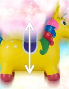 MalPlay Unicorn din cauciuc gonflabil pentru interiorexterior cu pompa inclusa material rezistent si durabil 59 x 50 x 24 cm Galben