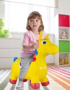MalPlay Unicorn din cauciuc gonflabil pentru interiorexterior cu pompa inclusa material rezistent si durabil 59 x 50 x 24 cm Galben