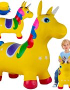 MalPlay Unicorn din cauciuc gonflabil pentru interiorexterior cu pompa inclusa material rezistent si durabil 59 x 50 x 24 cm Galben