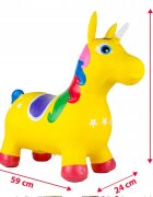 MalPlay Unicorn din cauciuc gonflabil pentru interiorexterior cu pompa inclusa material rezistent si durabil 59 x 50 x 24 cm Galben
