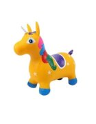 MalPlay Unicorn din cauciuc gonflabil pentru interiorexterior cu pompa inclusa material rezistent si durabil 59 x 50 x 24 cm Galben