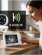 MalPlay Video monitor pentru supraveghere bebe NannyEye Vision 5.0 camera rotativa HD ecran LCD color Li-ion 3000 mAh cu melodii zoom digital x4 semnal pana la 300 m