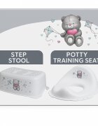 Maltex Baby Set reductor toaleta si inaltator baie antiderapant Bear Alb