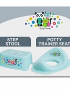 Maltex Baby Set reductor toaleta si inaltator baie antiderapant Bear and Friends Mint