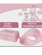 Maltex Baby Set reductor toaleta si inaltator baie antiderapant Zebra Roz