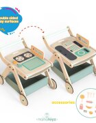MamaToyz Antepremergator model BBQ cu masuta de activitati din lemn 5 in 1