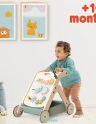 MamaToyz Antepremergator model City cu masuta de activitati din lemn 5 in 1