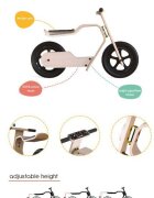 MamaToyz Bicicleta copii din lemn natural fara pedale RideMe scaun reglabil de la 34 cm la 40 cm cadru flexibil ce actioneaza ca o suspensie de la 2 ani pana la 30 de kg