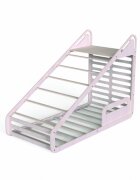 MamaToyz Pat Montessori din lemn cu tobogan tabla de scris masuta si leagan natur 250x100x150 cm