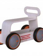 MamaToyz Ride-On copii din lemn 3 in 1 Ambulanta DriveMe Wood masinuta ride-on premergator si carucior de jucarii recomandat copiilor de la 10 luni roti silentioase cu viteza reglabila in functie de varsta copilului