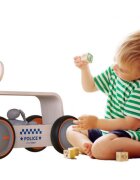 MamaToyz Ride-On copii din lemn 3 in 1 Politie DriveMe Wood masinuta ride-on premergator si carucior de jucarii recomandat copiilor de la 10 luni roti silentioase cu viteza reglabila in functie de varsta copilului