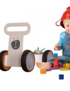 MamaToyz Ride-On copii din lemn 3 in 1 Ursulet DriveMe Soft masinuta ride-on premergator si carucior de jucarii recomandat copiilor de la 10 luni
