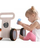 MamaToyz Ride-On copii din lemn 3 in 1 Ursulet DriveMe Soft masinuta ride-on premergator si carucior de jucarii recomandat copiilor de la 10 luni