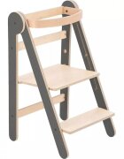 MamaToyz Turn de invatare Learning tower pliabil gri din lemn