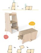 MamaToyz Turn de invatare multifunctional Kule Bend Natur utilizabil ca masa sau platforma de joaca