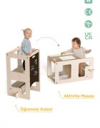 MamaToyz Turn de invatare multifunctional Kule Flip Natur utilizabil ca masa sau platforma de joaca