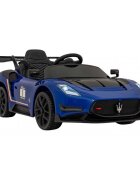 Maserati Masinuta electrica pentru copii MC20 GT2 albastru 110W cu telecomanda pornire lenta suspensii panou audio scaun piele si roti din spuma Eva