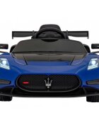 Maserati Masinuta electrica pentru copii MC20 GT2 albastru 110W cu telecomanda pornire lenta suspensii panou audio scaun piele si roti din spuma Eva