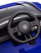 Maserati Masinuta electrica pentru copii MC20 GT2 Blue 300W cu echipare Premium si licenta pornire la buton scaun din piele slow start lumini suspensii roti din spuma Eva si scaun piele
