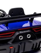 Maserati Masinuta electrica pentru copii MC20 GT2 Blue 300W cu echipare Premium si licenta pornire la buton scaun din piele slow start lumini suspensii roti din spuma Eva si scaun piele