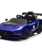 Maserati Masinuta electrica pentru copii MC20 GT2 Blue 300W cu echipare Premium si licenta pornire la buton scaun din piele slow start lumini suspensii roti din spuma Eva si scaun piele
