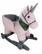 Matadi Calut balansoar interactiv pentru copii prevazut cu roti spatar si efecte sonore realiste realizat din plus pink unicorn dimensiune 65 x 50 x 36cm
