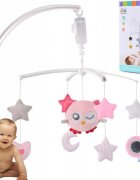 Matadi Carusel muzical mobil pentru patut din lemn Pink Owl