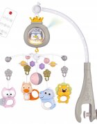 Matadi Carusel muzical pentru bebelusi cu telecomanda si proiector Pinguin Grey