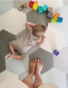 Matadi Covor puzzle din spuma EVA cu 43 elemente 150x130X1.2 cm Hexagonal Grey