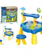 Matadi Masuta 2in1 de apa si nisip pentru copii Sand and Water Toy cu scaunel 2 nivele jucarii incluse picioare robuste dimensiune 56x56x635 cm