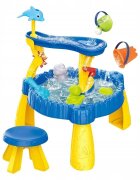 Matadi Masuta 2in1 de apa si nisip pentru copii Sand and Water Toy cu scaunel 2 nivele jucarii incluse picioare robuste dimensiune 56x56x635 cm