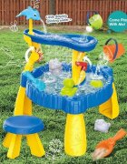 Matadi Masuta 2in1 de apa si nisip pentru copii Sand and Water Toy cu scaunel 2 nivele jucarii incluse picioare robuste dimensiune 56x56x635 cm
