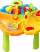 Matadi Masuta de activitati 2in1 pentru apa si nisip cu 3 compartimente scaunel inclus moara de apa galetusa stropitoare si forme nisip