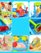 Matadi Masuta de activitati copii 2-in-1 pentru apa si nisip 4Waves cu scaunel inlcusforme de nisiplopaticamoara de apa si accesorii