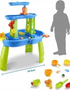 Matadi Masuta de activitati pentru apa si nisip cu stropitoare galeata lopeti si forme dimensiune 72.8 x 34 x 59.4 cm