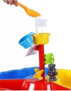 Matadi Masuta de joaca cu apa si nisip Nava piratilor cu angrenaj pentru apa 3 compartimente pentru nisip jucarii incluse dimensiune 58x78 cm