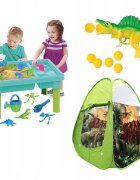 Matadi Set de joaca 3in1 pentru plaja si gradina cu cort Dino41 accesorii inclusedinozaur lansator cu bile
