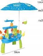 Matadi Set masa interactiva de apanisip 2in1 cu umbrela si cascada electrica Waterfall Blue cu jucarii inclusemoara de apacascadalansator de mingii si figurine