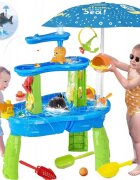 Matadi Set masa interactiva de apanisip 2in1 cu umbrela si cascada electrica Waterfall Blue cu jucarii inclusemoara de apacascadalansator de mingii si figurine