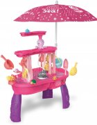 Matadi Set masa interactiva de apanisip 2in1 cu umbrela si cascada electrica Waterfall Pink cu jucarii inclusemoara de apacascadalansator de mingii si figurine